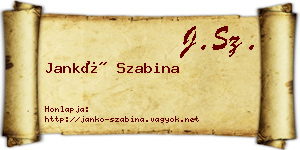 Jankó Szabina névjegykártya